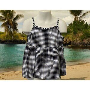 Old Navy Girl Cami Top Size XS 5 Navy Gingham SL Bow Back Adjustable Straps